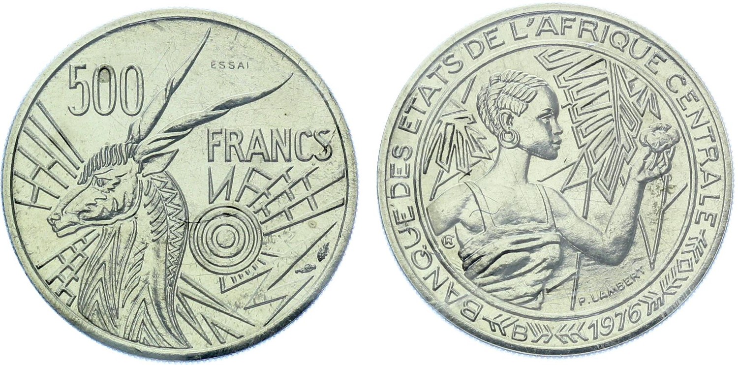 Central African States 500 Francs 1976 ESSAI - B