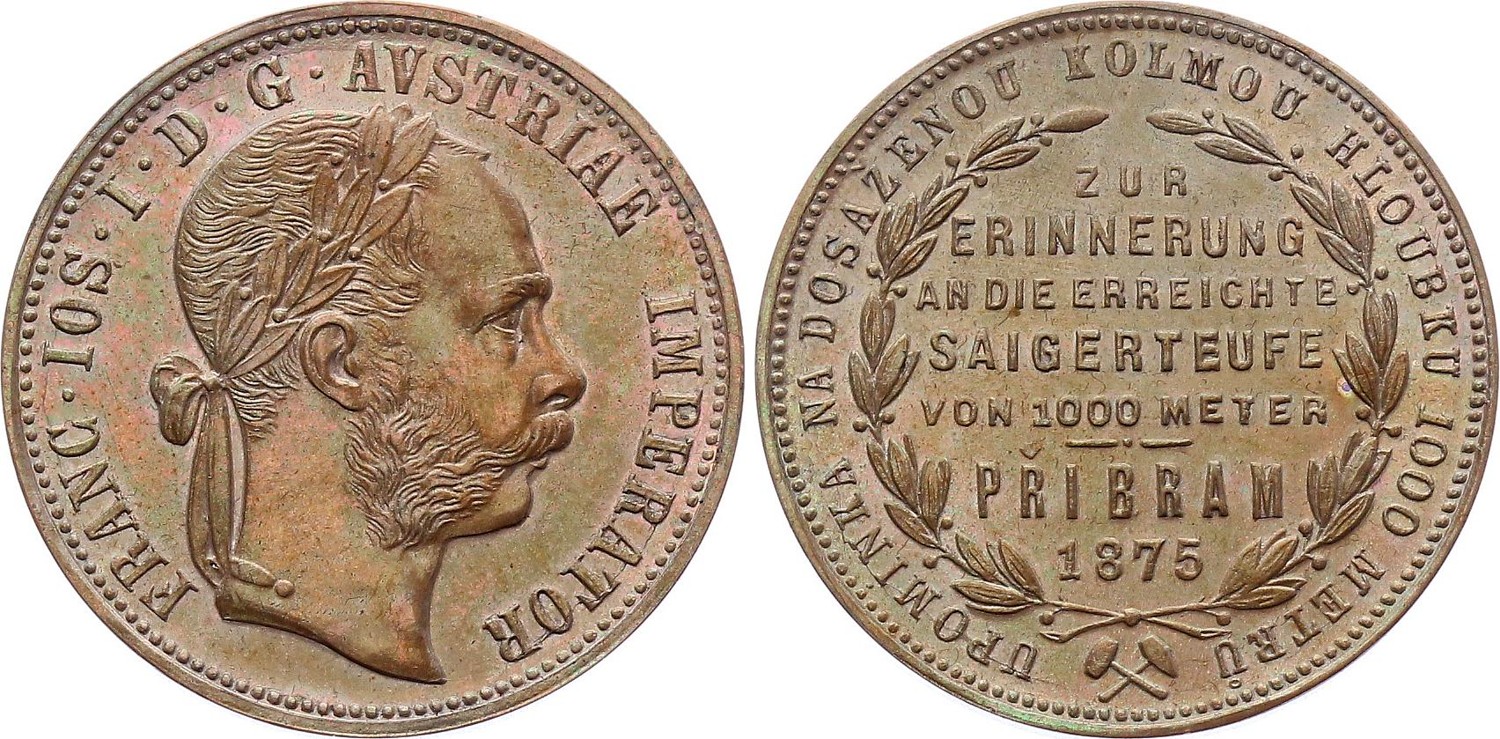 Austria Pribram Zlatnik (Gulden) 1875 Copper Cu Probe RR
