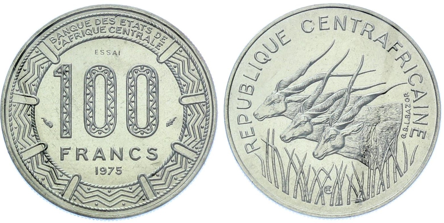 Central African Republic 100 Francs 1975 ESSAI