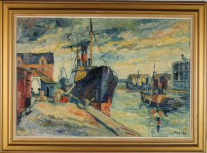 Finn Andersen (1909-1987) – Lodě v přístavu !velký formát!