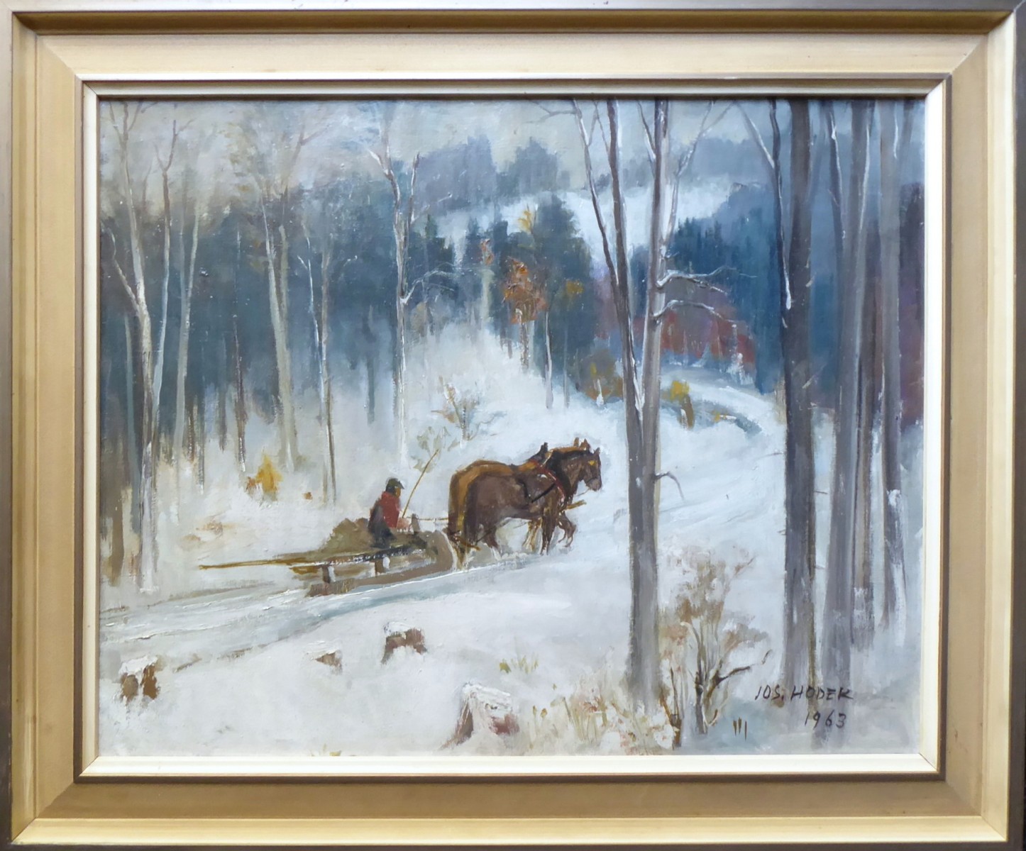 JOSEF HODEK (1888 - 1973) - ZIMA NA KOKŠÍNĚ " PRO DŘÍVÍ "