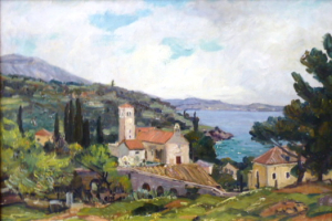 Joža Mikš (1901 - 1966) - ZÁLIV U STŘEDOVĚKÉHO MĚSTA