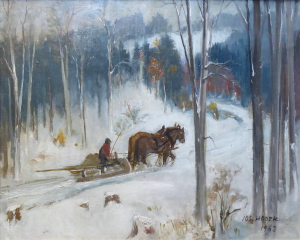JOSEF HODEK (1888 - 1973) - ZIMA NA KOKŠÍNĚ " PRO DŘÍVÍ "