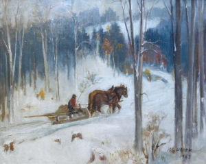 JOSEF HODEK (1888 - 1973) - ZIMA NA KOKŠÍNĚ " PRO DŘÍVÍ "