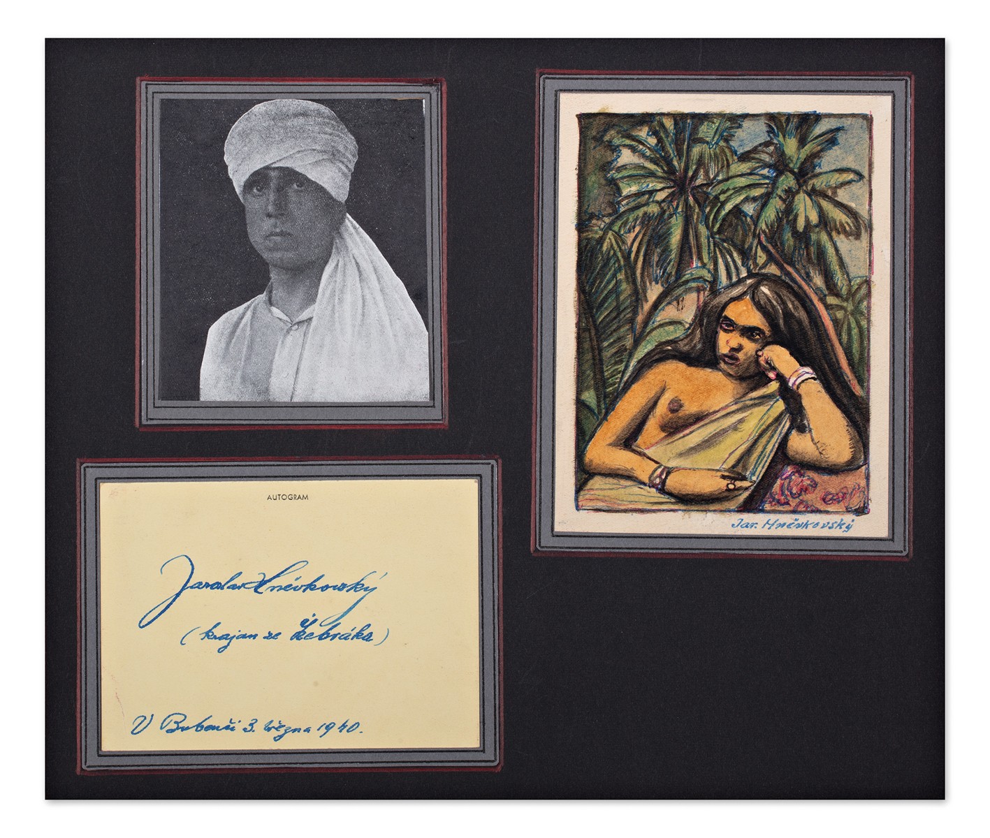 Hněvkovský Jaroslav 1884-1956 - Cejlonské děvče a autogram