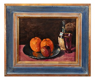 Slavíček Jan 1900-1970 - Zátiší s lahví Chianti