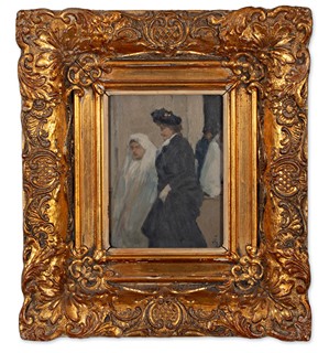 Šimon Tavík František 1877-1942 - Mladá komunikantka s dámou