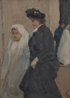 Šimon Tavík František 1877-1942 - Mladá komunikantka s dámou