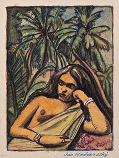 Hněvkovský Jaroslav 1884-1956 - Cejlonské děvče a autogram