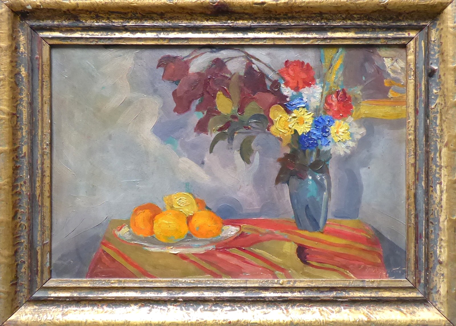 PAVEL ANTONOVIČ GROMNICKIJ (1889-1970) - ZÁTIŠÍ S KVĚTINAMI A CITRUSY