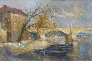 KAREL HODR (1910-2002) - NA KAMPĚ U KARLOVA MOSTU