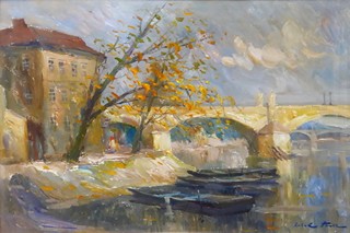 KAREL HODR (1910-2002) - NA KAMPĚ U KARLOVA MOSTU