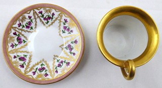 RUČNĚ MALOVANÝ MOKA ŠÁLEK NA NOŽKÁCH - ROSENTHAL