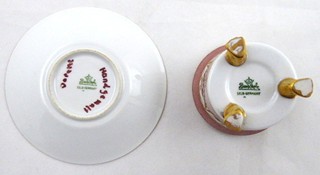 RUČNĚ MALOVANÝ MOKA ŠÁLEK NA NOŽKÁCH - ROSENTHAL