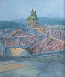 FRANTIŠEK SOUKUP (1888-1954) - POHLED Z NOVOZÁMECKÝCH SCHODŮ NA MALOU STRANU