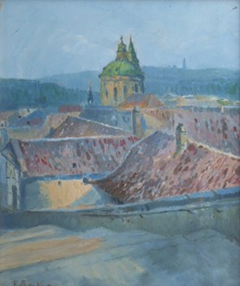 FRANTIŠEK SOUKUP (1888-1954) - POHLED Z NOVOZÁMECKÝCH SCHODŮ NA MALOU STRANU