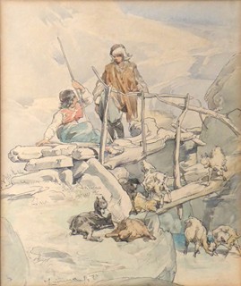 FRANTIŠEK BOHUMÍR ZVĚŘINA (1835-1908) - PASÁČCI KOZ NA LÁVCE