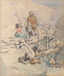 FRANTIŠEK BOHUMÍR ZVĚŘINA (1835-1908) - PASÁČCI KOZ NA LÁVCE
