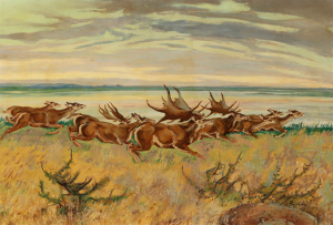 Jiří Židlický (1895 - 1950) - Běžící stádo veledaňků