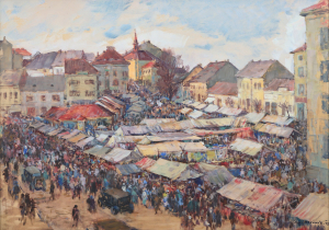 Augustin Mervart (1889 - 1968) - Jarmark na Žerotínově náměstí v Přerově