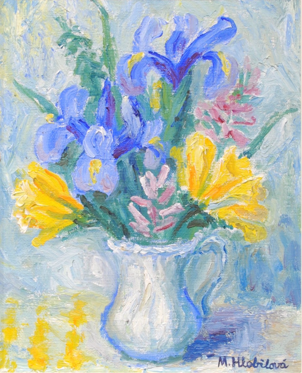 Marie Hlobilová-Mrkvičková - Zátiší s kosatci