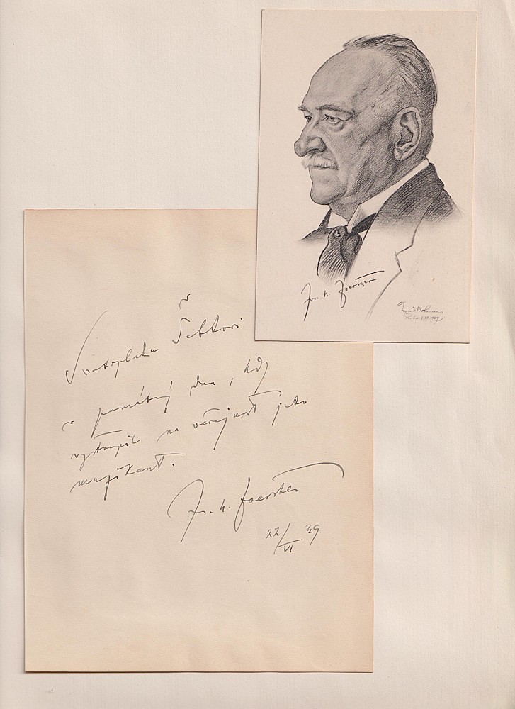 Josef Bohuslav Foerster - 2x rukopis s podpisem