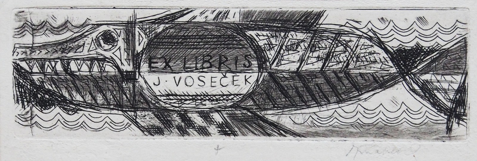 Bohuslav Knobloch  -  KROKODÝL – ex libris J. VOSEČEK