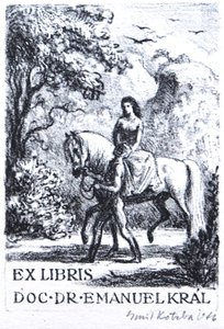 Emil Kotrba  -  DÍVKA NA KONI – ex libris DOC. DR. EMANUEL KRÁL