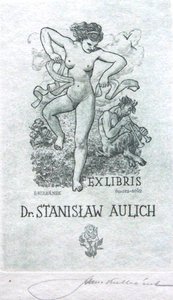 Stanislav Kulhánek - TANEC PRO ČERTA - S RAZÍTKEM STANISLAV KULHÁNEK – ex libris Dr. STANISLAW AULICH 1962