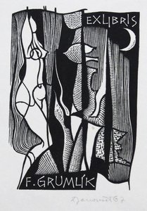 Dušan Jsignovánoušek - DÍVKA – ex libris F. GRUMLÍK