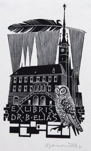 Dušan Jsignovánoušek - SOVA – ex libris DR. B. ELIÁŠ