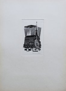 Dušan Jsignovánoušek - SOVA – ex libris DR. B. ELIÁŠ