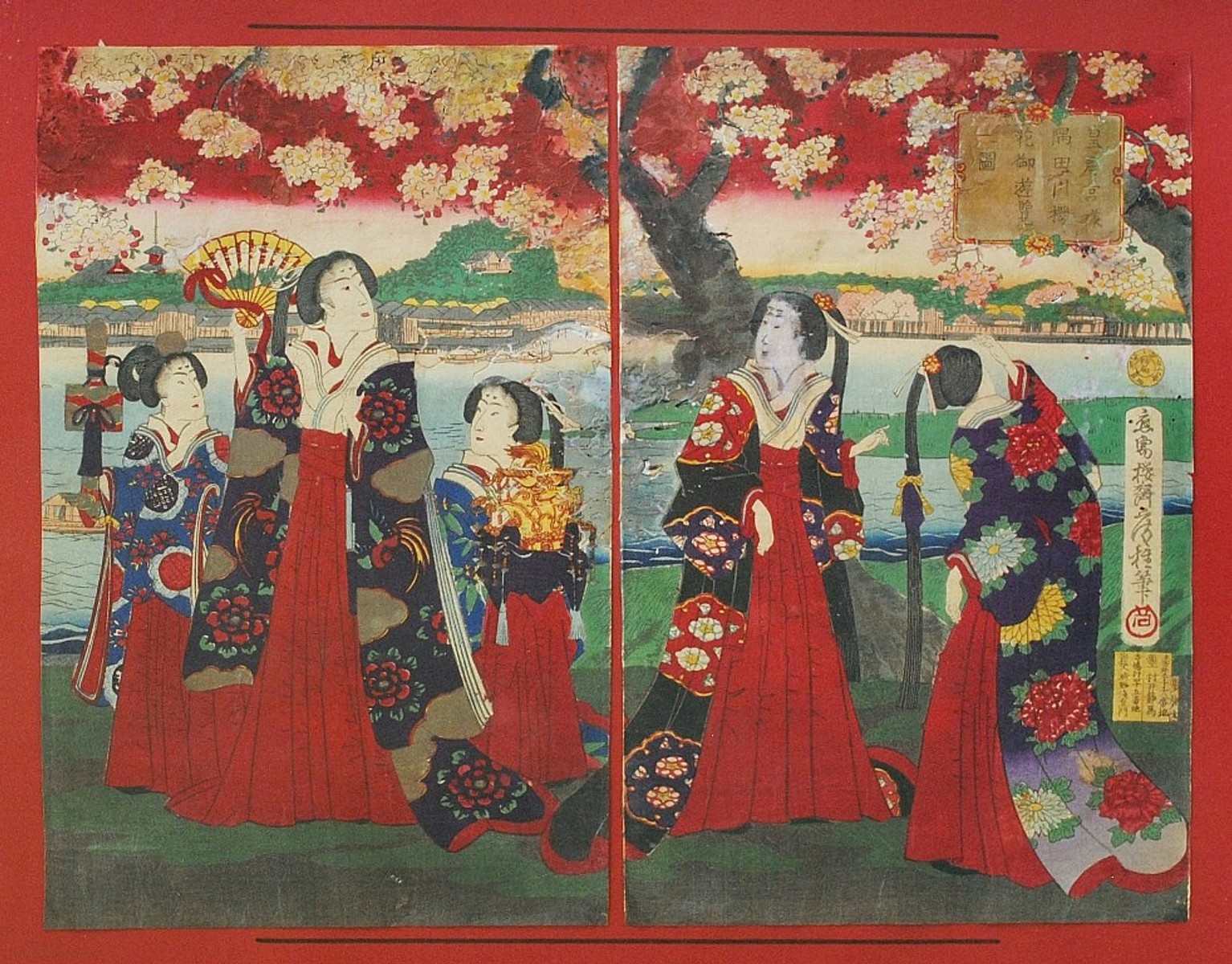 Toyohara Chicanobu - Dívky v královských zahradách Kiptu (diptych)