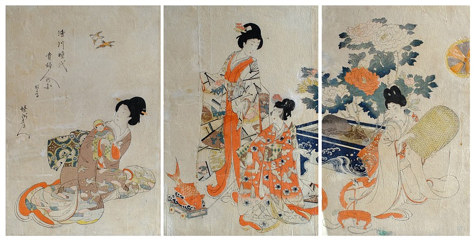 Toyohara Chicanobu - Ženy v paláci Chikoda (triptych)