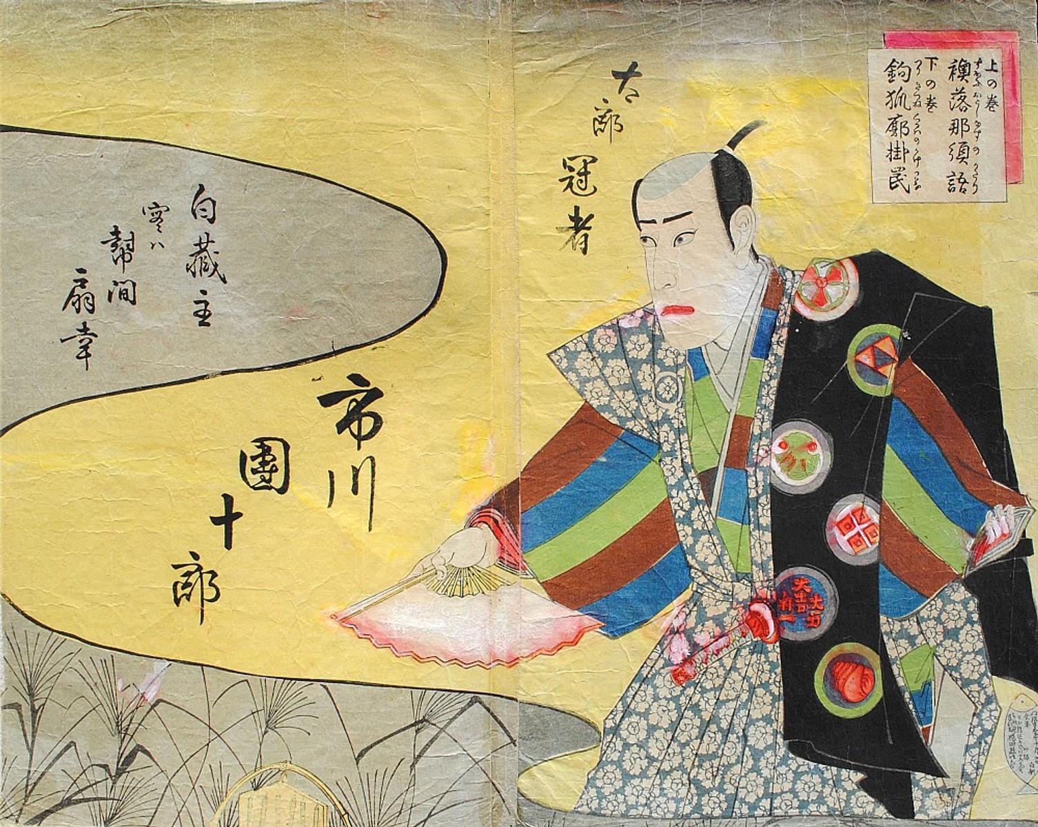 Toyohara Kunichika - Samuraj s vějířem