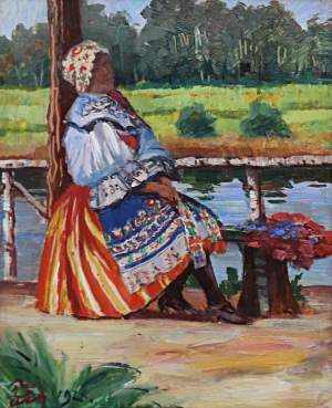 František Schön - Krojovaná žena
