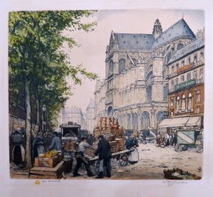 František Tavík Šimon (1877 - 1942) - Les Halles et L'église Saint-Eustache