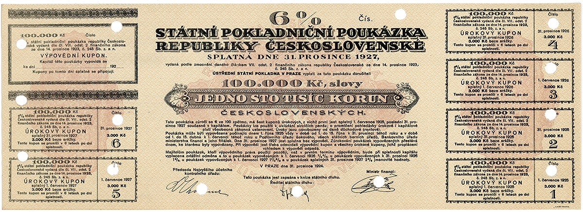 Státní pokladniční poukázky, 1919 - 1939