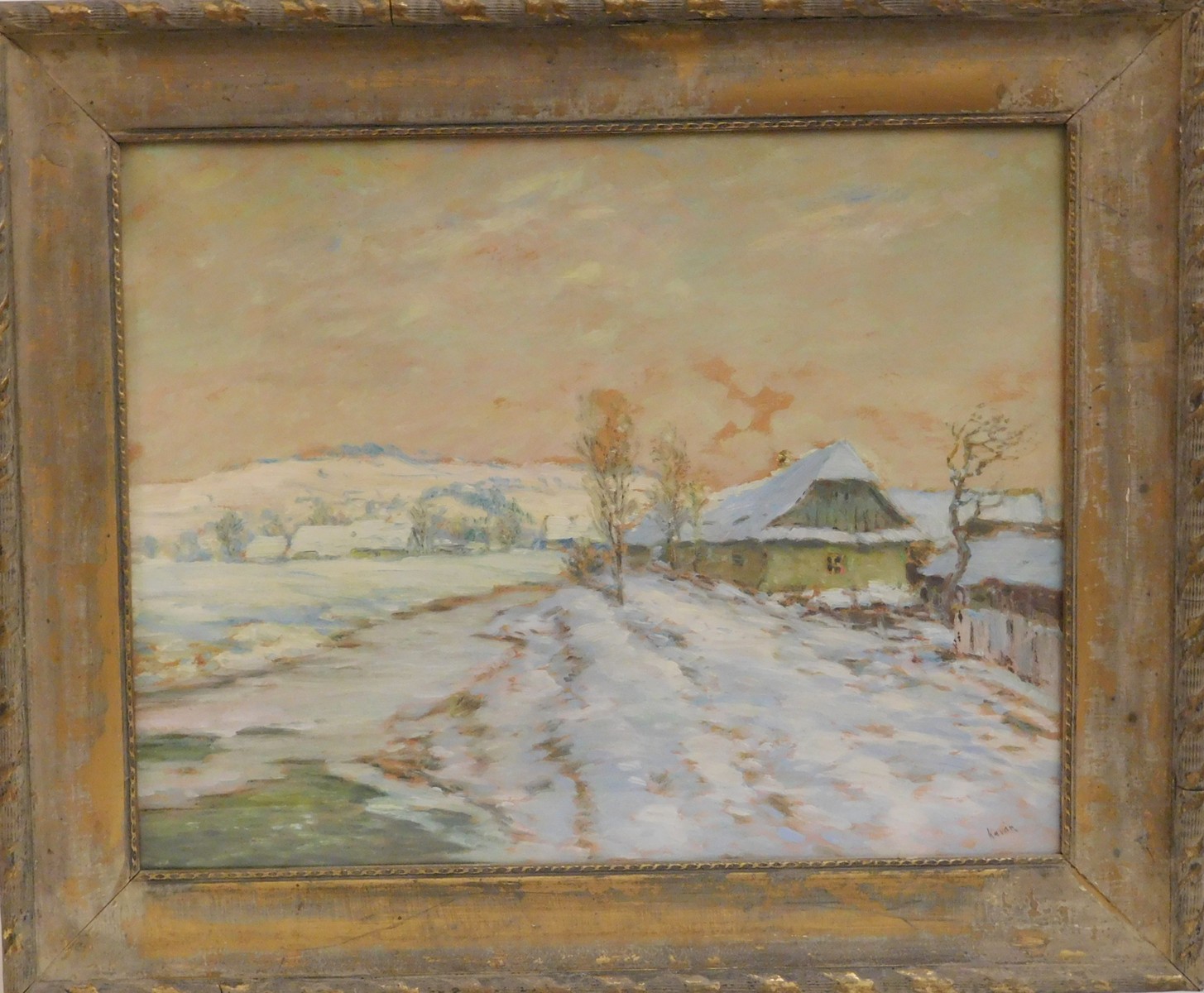František Kaván (1866 - 1941) - Chalupa v zimě