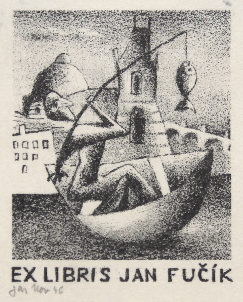 Jaroslav Novák - RYBÁŘ - EX LIBRIS JAN FUČÍK 1946