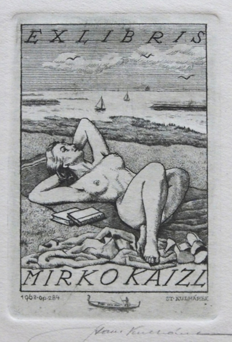 Stanislav Kulhánek - DÍVKA 1962 – exlibris MIRKO KAIZL