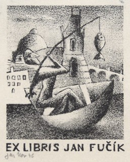 Jaroslav Novák - RYBÁŘ - EX LIBRIS JAN FUČÍK 1946