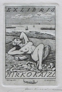 Stanislav Kulhánek - DÍVKA 1962 – exlibris MIRKO KAIZL