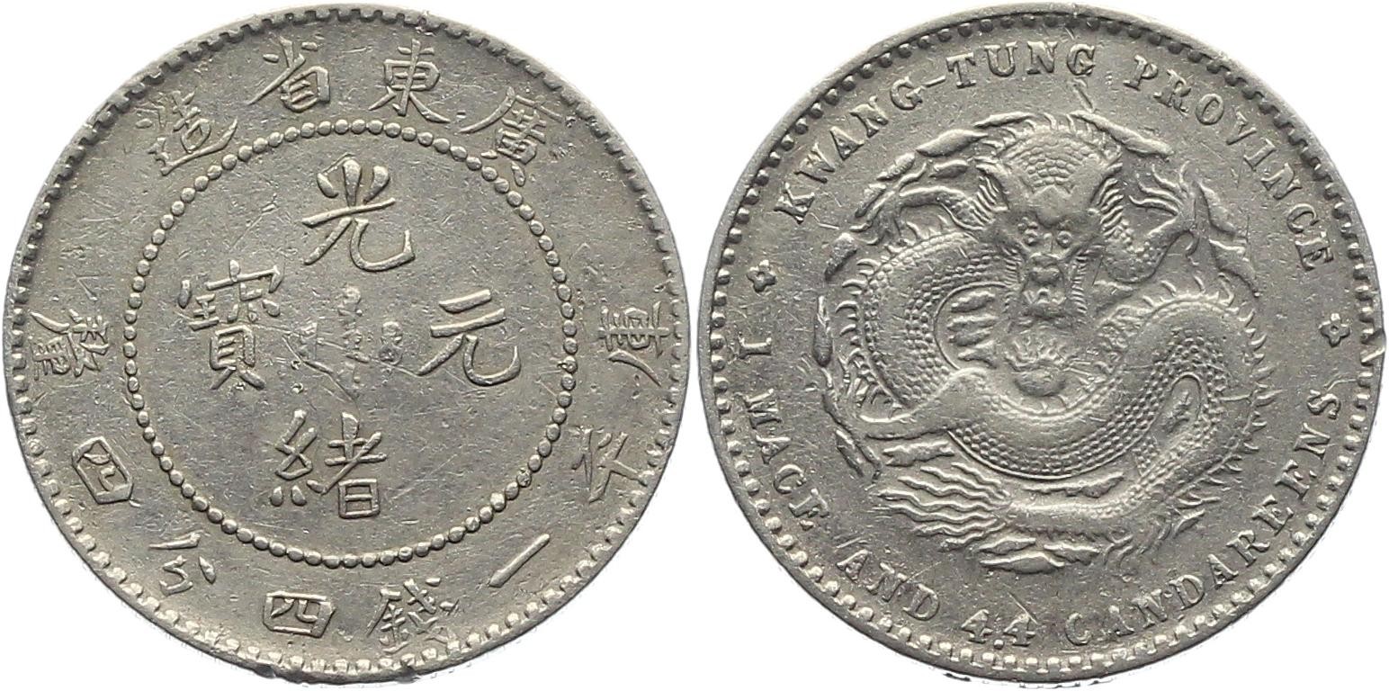 China Provincial Kwangtung Province 20 Cents 1890