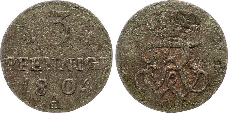 German States Prussia 3 Pfennig 1804 A