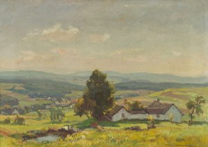 František Cína Jelínek (1882 - 1961) - Krajina so statkom
