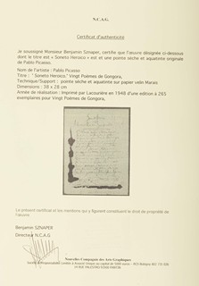 Pablo Picasso (1881 - 1973) - Soneto Heroico (Vingt Poèmes de Gongora)