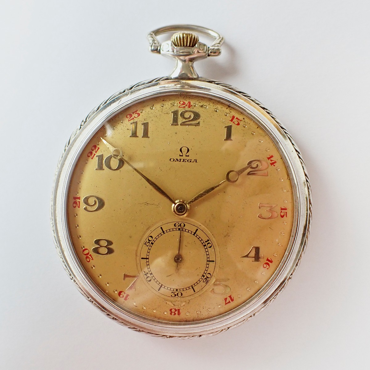 Stříbrné kapesní hodinky Omega