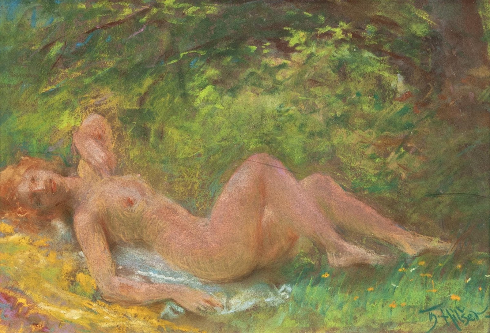 Hilšer Theodor (1866 - 1930) - Akt v krajině