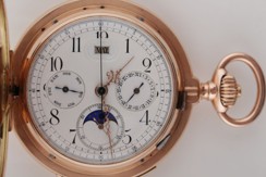 Zlatý chronograf s datumářem, lunárem a bitím